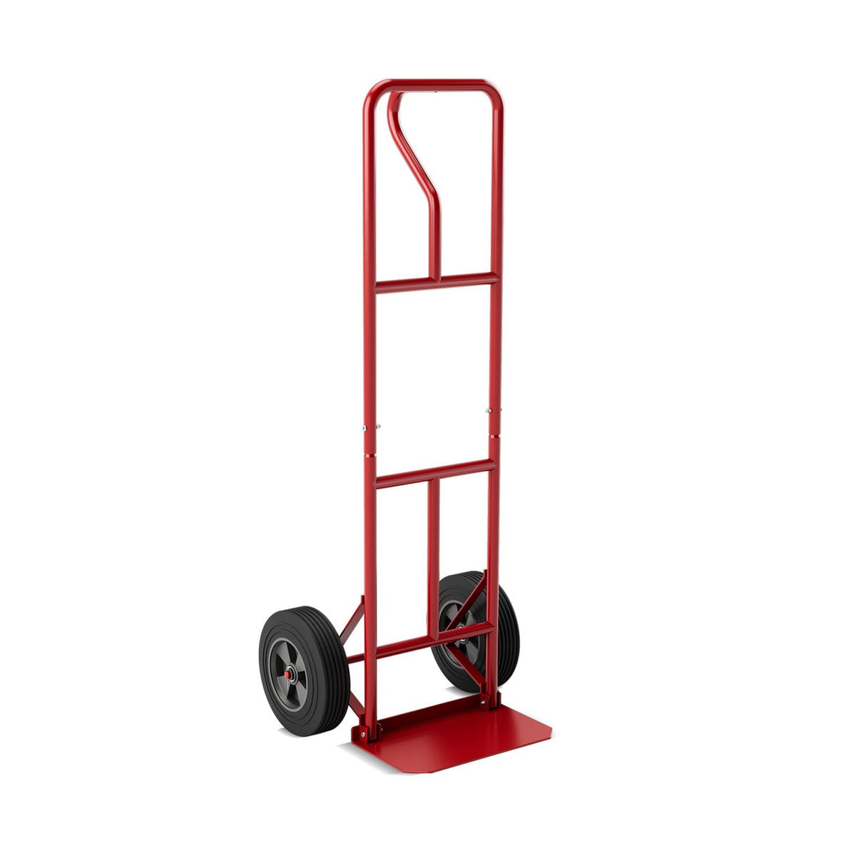 Diable avec poignée en P et plaque de chargement pliable pour entrepôt ou garage - Rouge
