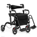 Faltbarer Rollator mit 8-Zoll-Rädern und Sitz – Schwarz