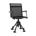 Silla de patio plegable y giratoria con 4 patas ajustables - Negra