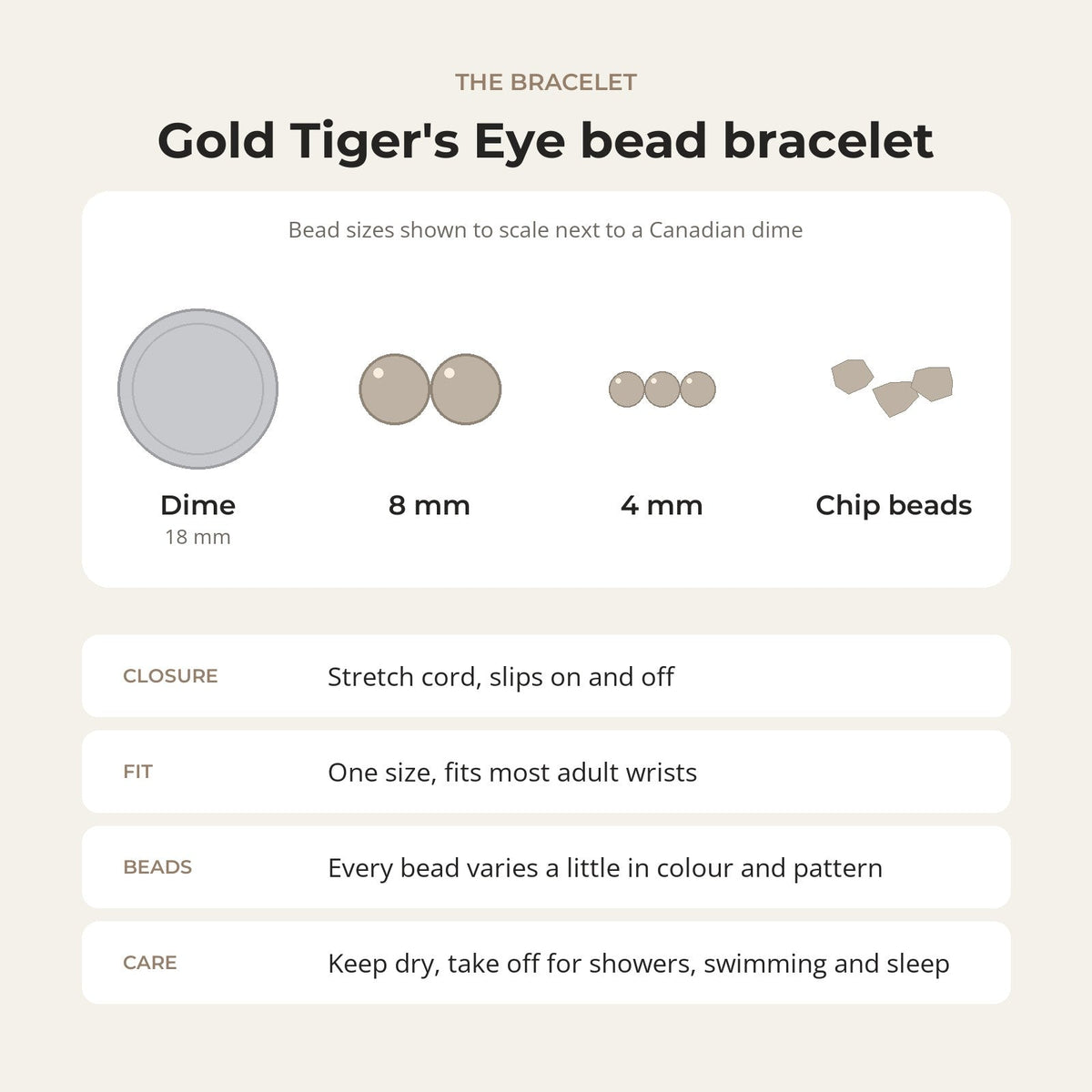 Gold Tiger's Eye Bead Bracelet