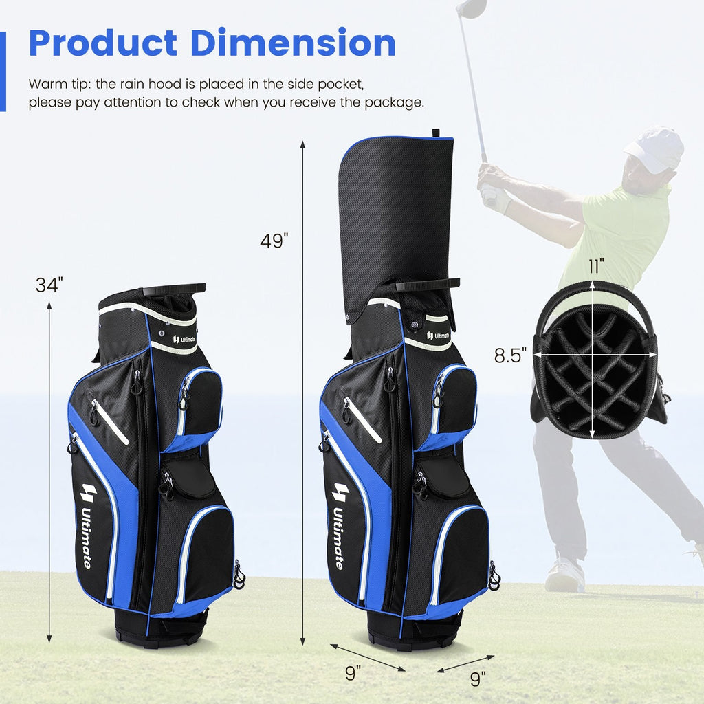 Golf-Cart-Tasche mit 14-fach unterteilbarer Tasche oben – Blau
