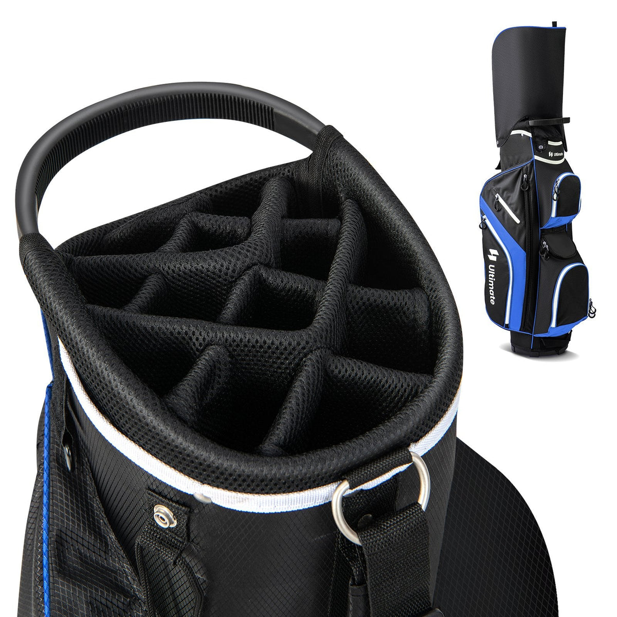 Golf-Cart-Tasche mit 14-fach unterteilbarer Tasche oben – Blau