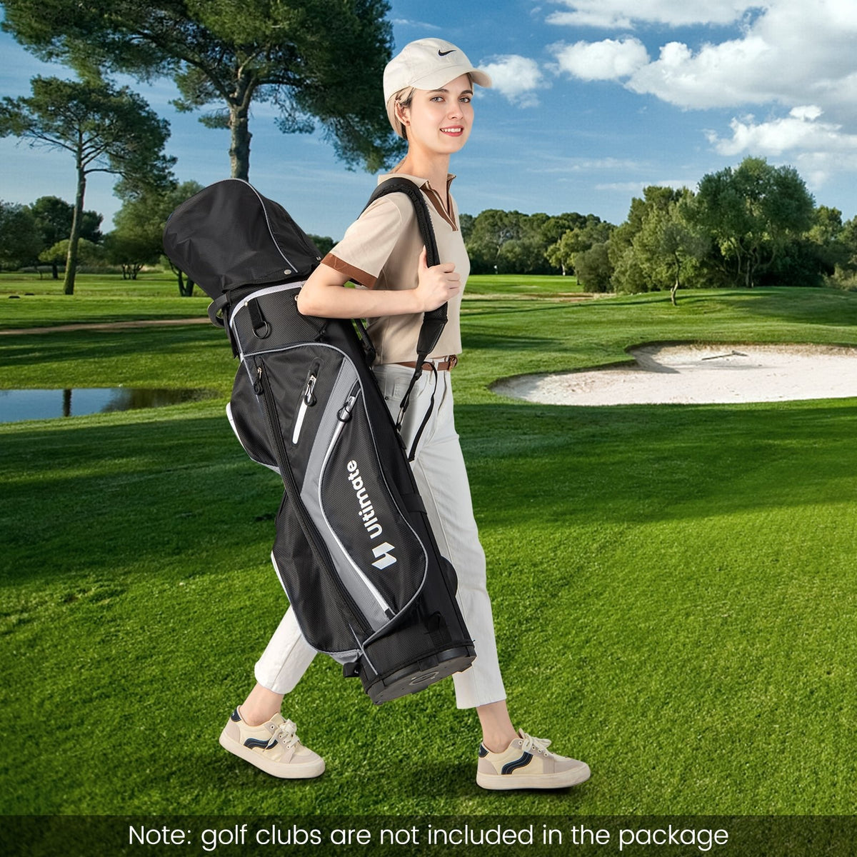 Golf-Cart-Tasche mit 14-fach unterteilbarer Tasche oben – Grau