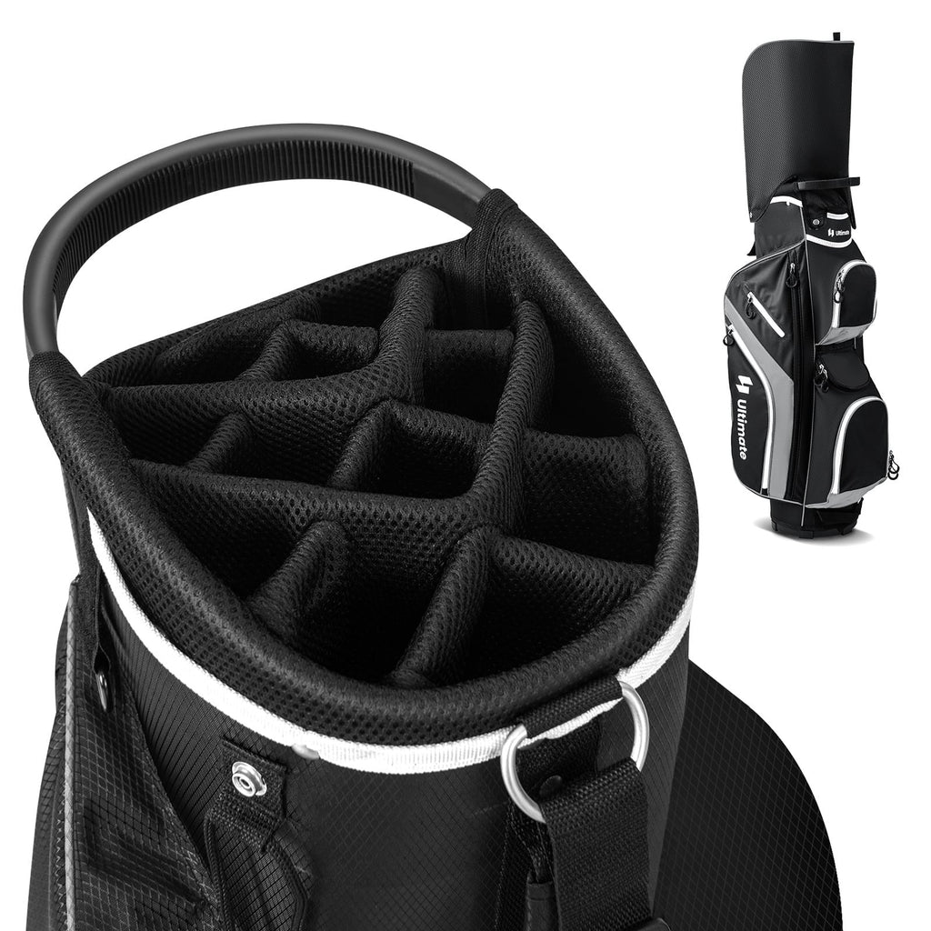Golf-Cart-Tasche mit 14-fach unterteilbarer Tasche oben – Grau