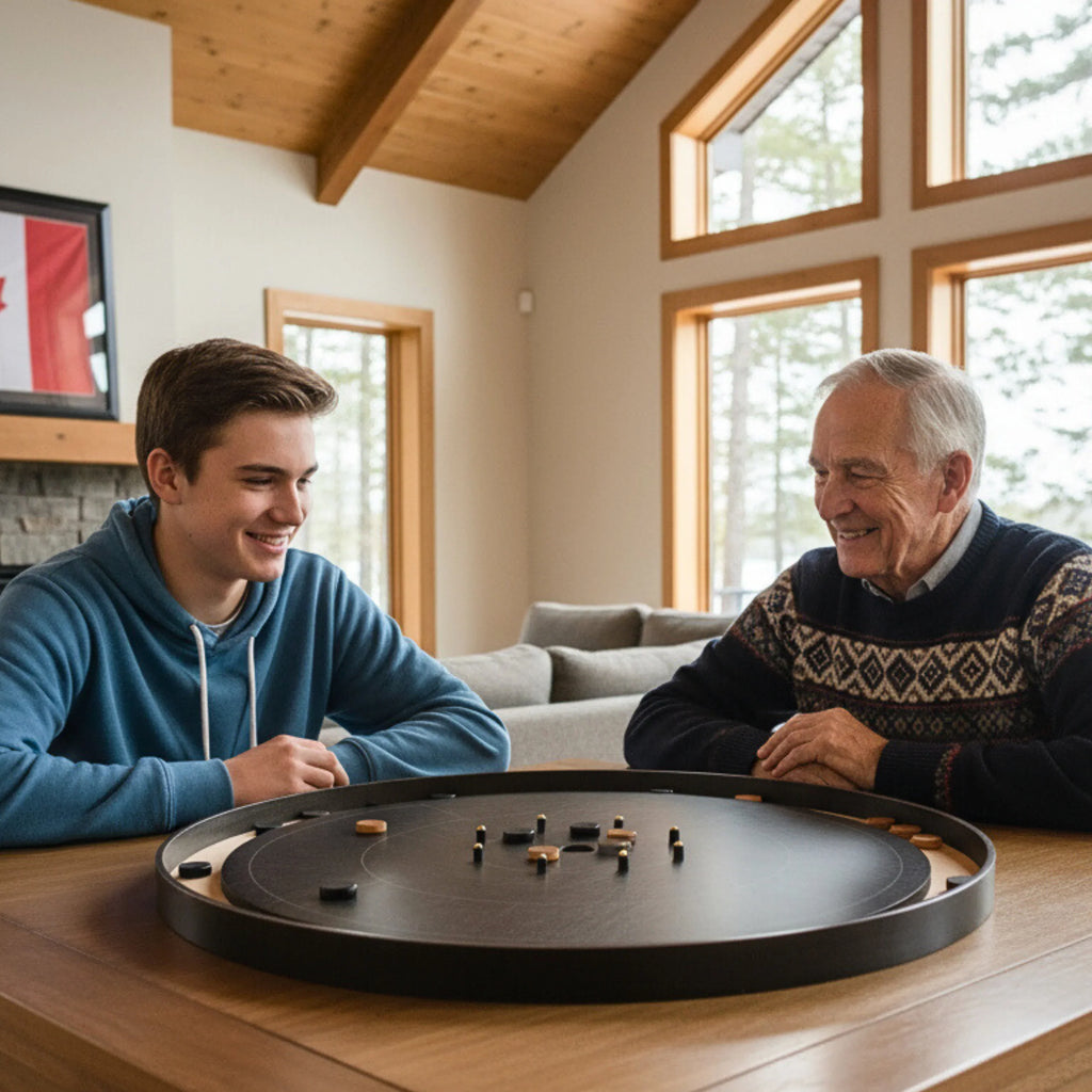 The Gray Maple - Tournament Style Crokinole Board Game Set (Meets NCA Standards)
