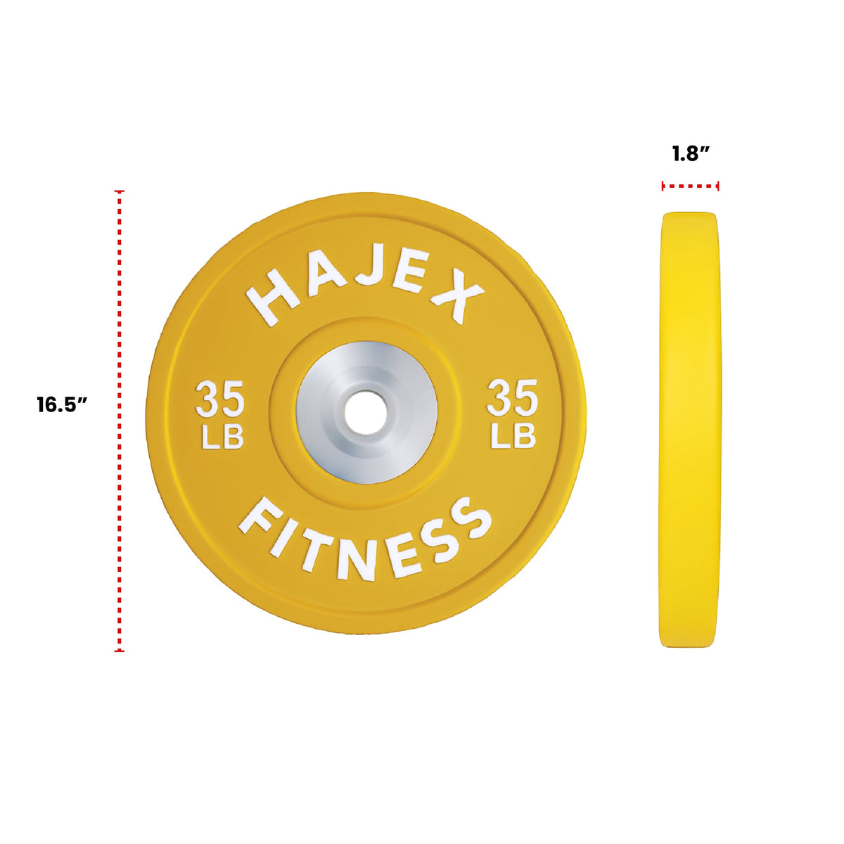 Discos bumper olímpicos de acero HAJEX con código de colores - 15, 25, 35, 45, 55 libras