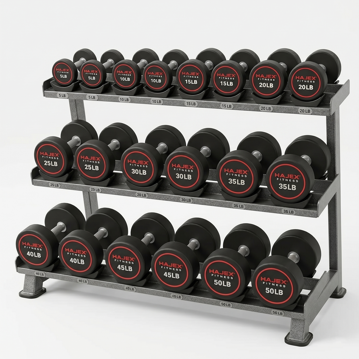 Mancuernas redondas HAJEX de 5 a 150 libras (Serie Elite)