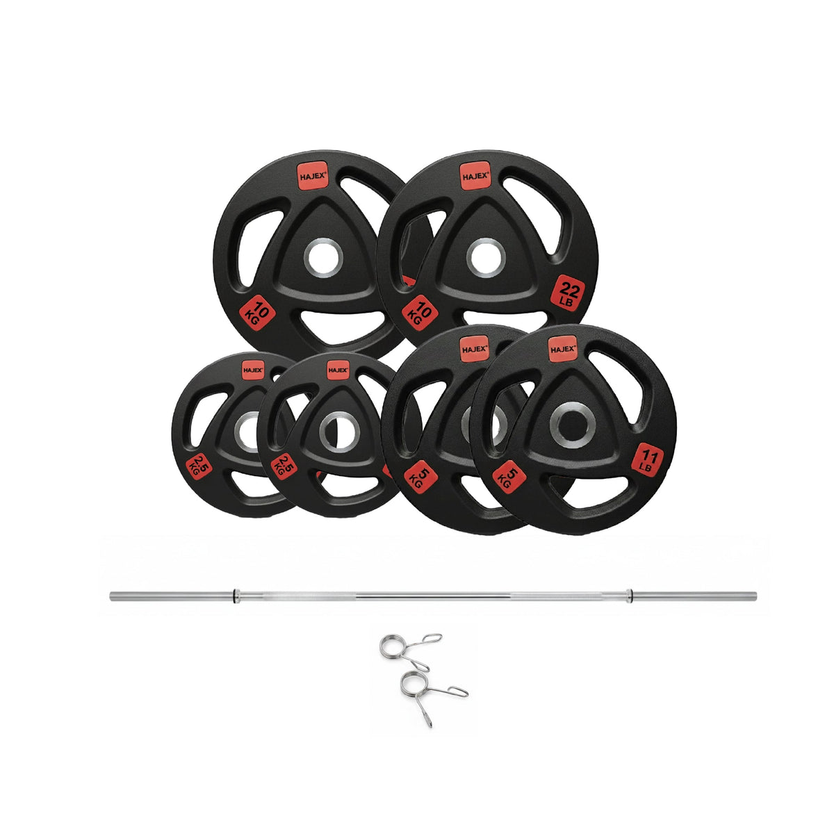 HAJEX Plaques de Poids Olympic Bumper Grip en Caoutchouc et Ensembles en LB et KG