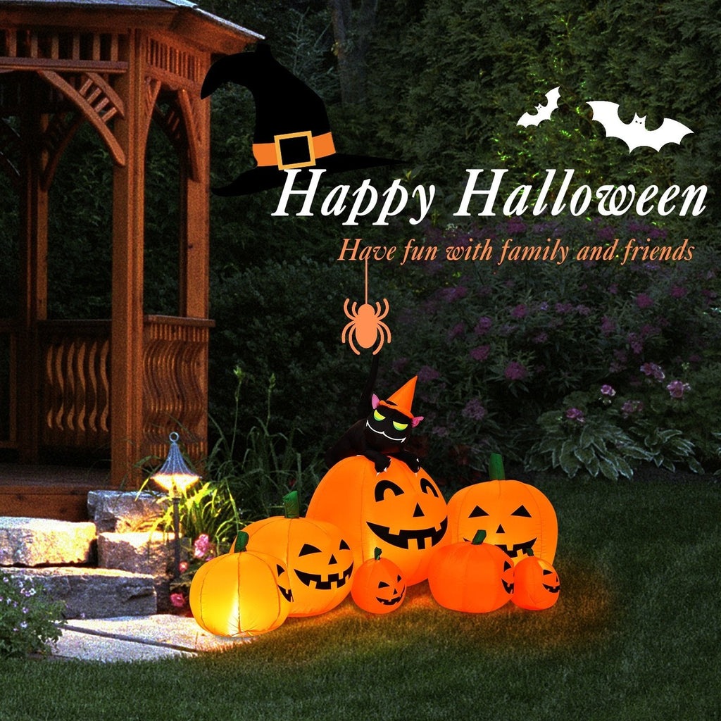 Halloween: Combo inflable de calabaza, gato negro y bruja de 2,2 metros