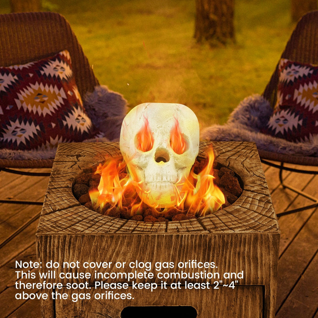 Hoguera de Halloween con calavera, decoración de Halloween, color beige
