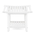 Tabouret de Bain Étanche Robuste avec Siège Incurvé et Étagère de Rangement - Blanc