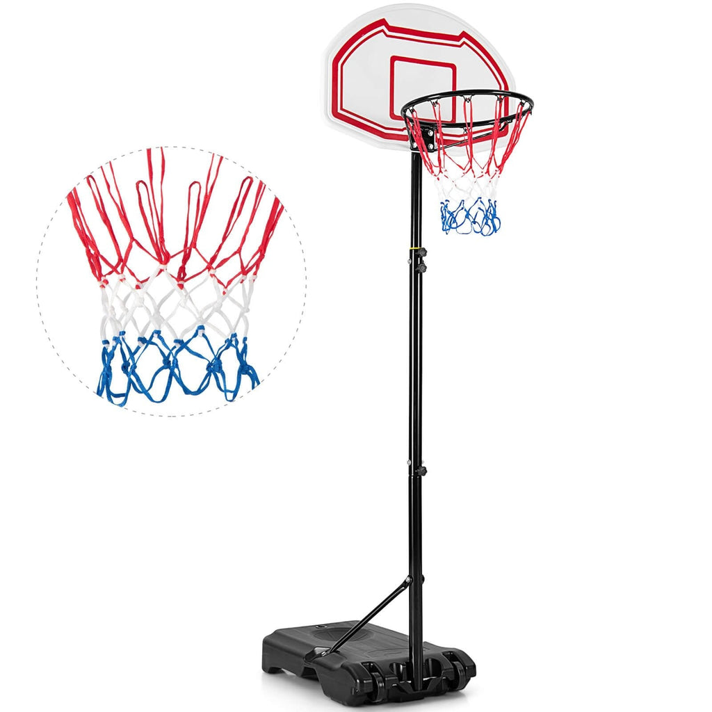 Canasta de baloncesto de altura ajustable con 2 redes y base rellenable