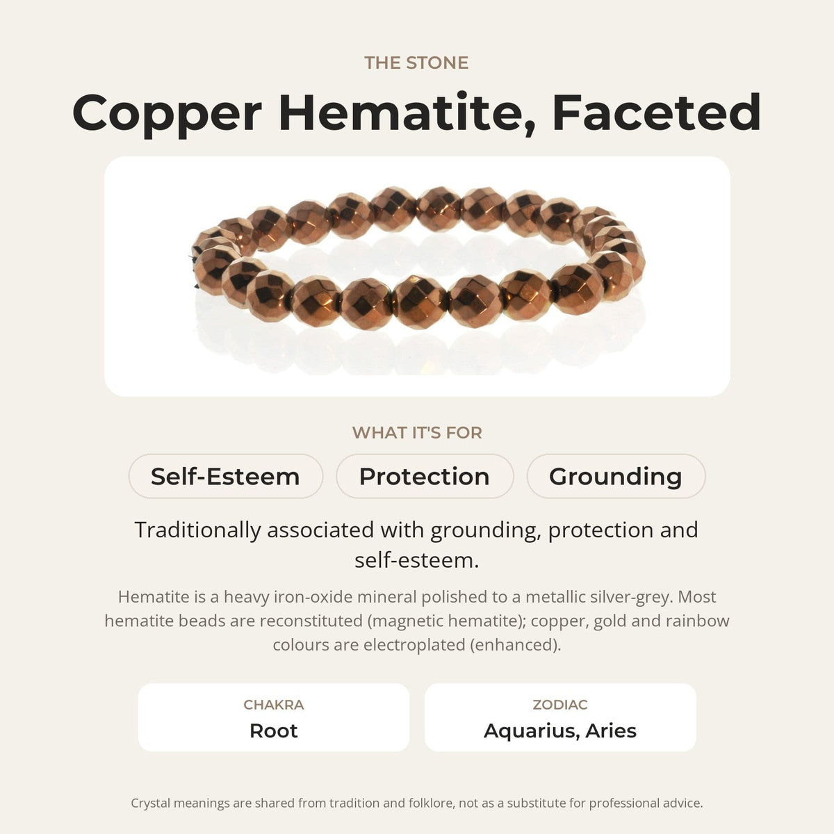 Hematite Faceted Copper Round Bracelet - 8mm
