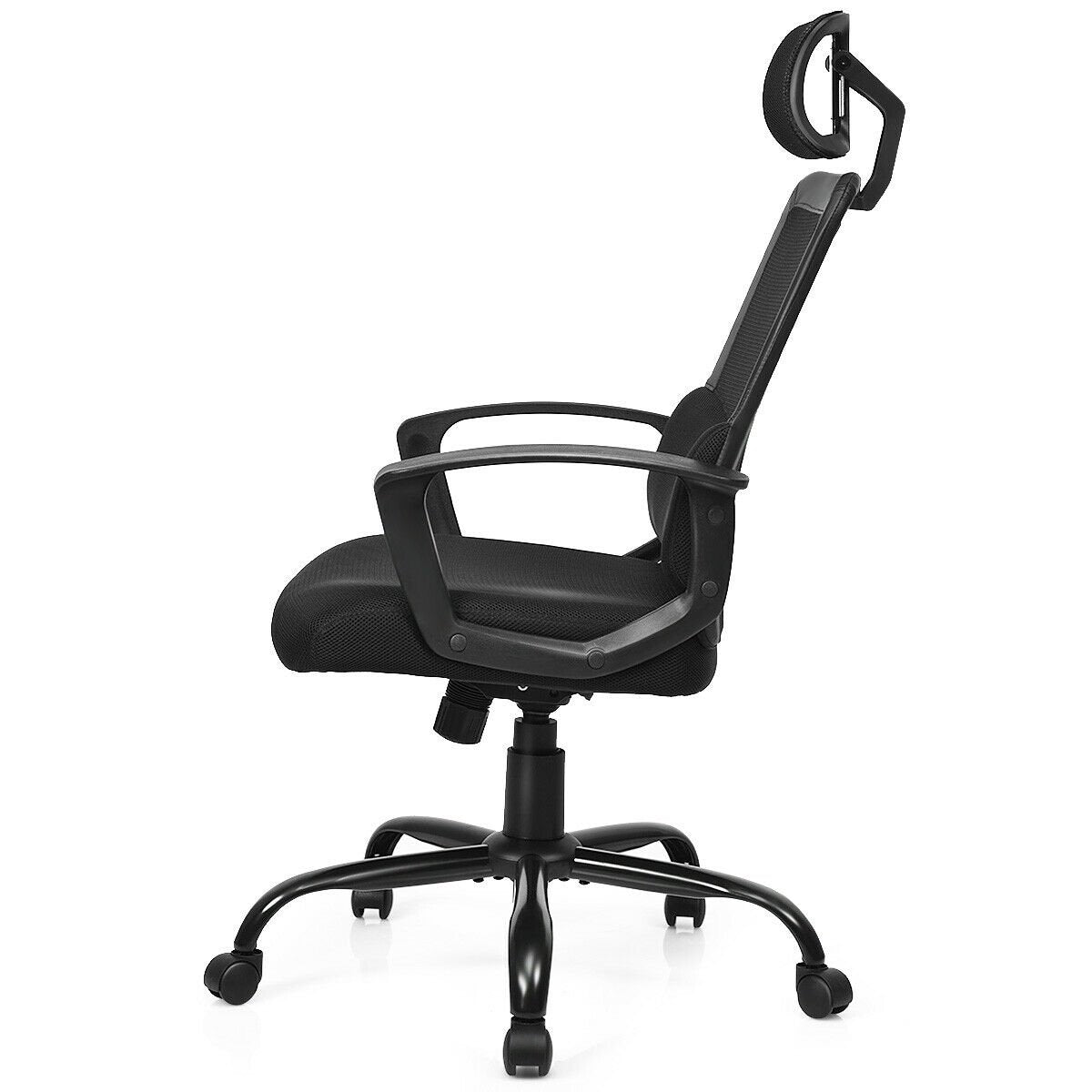 Silla de oficina ergonómica de respaldo alto con malla y base giratoria