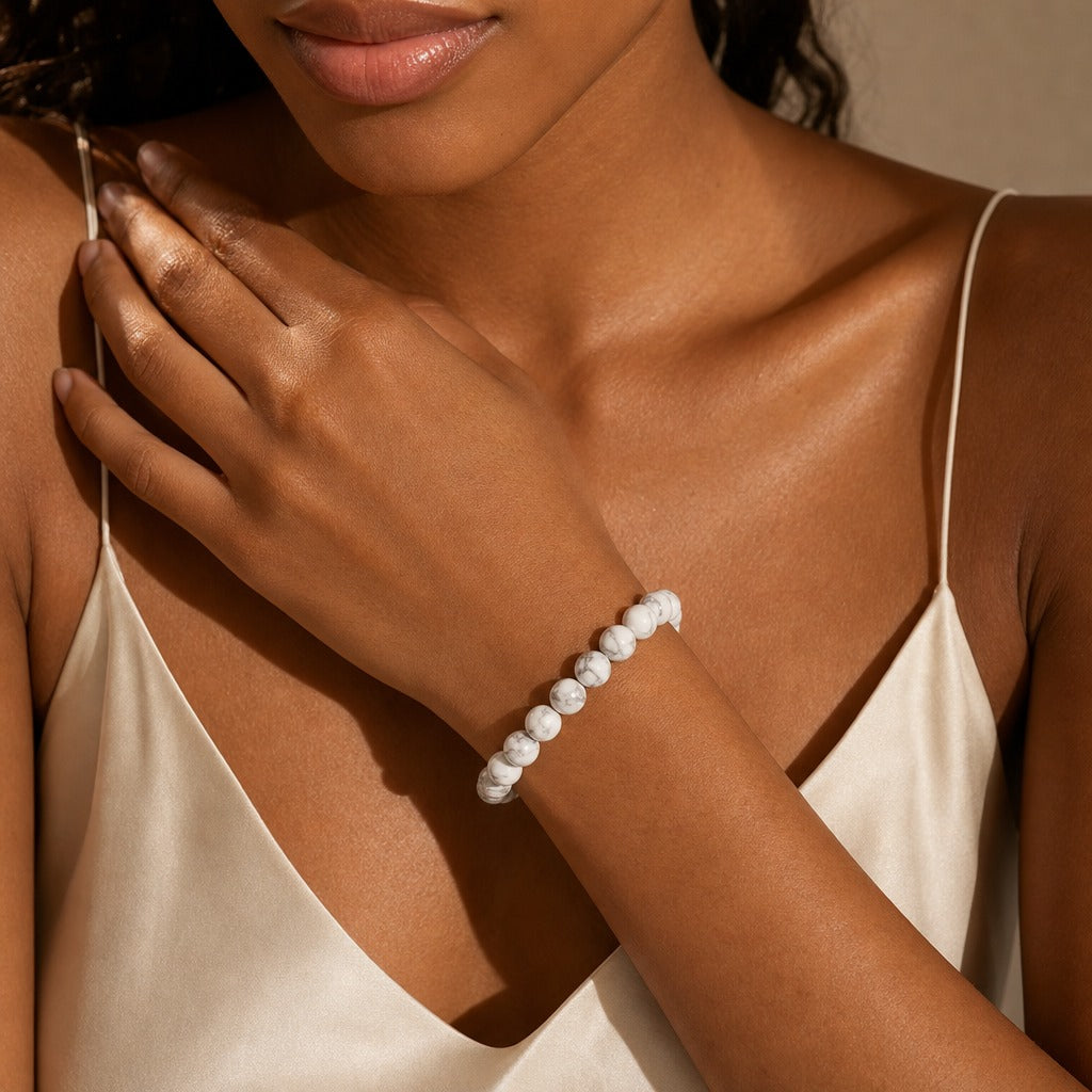 Howlite White Bead Bracelet