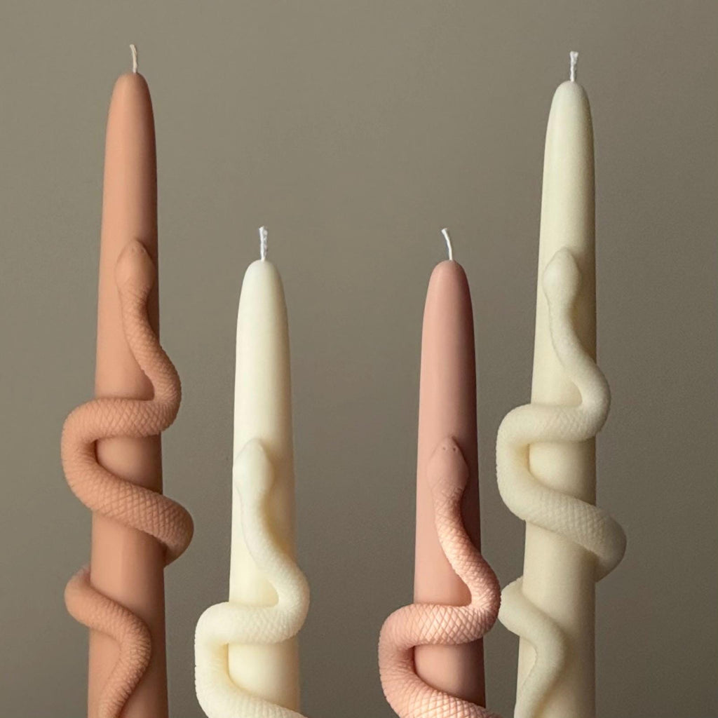 Snake Taper Soy Wax Candle: Decorative Column Pillar Candle