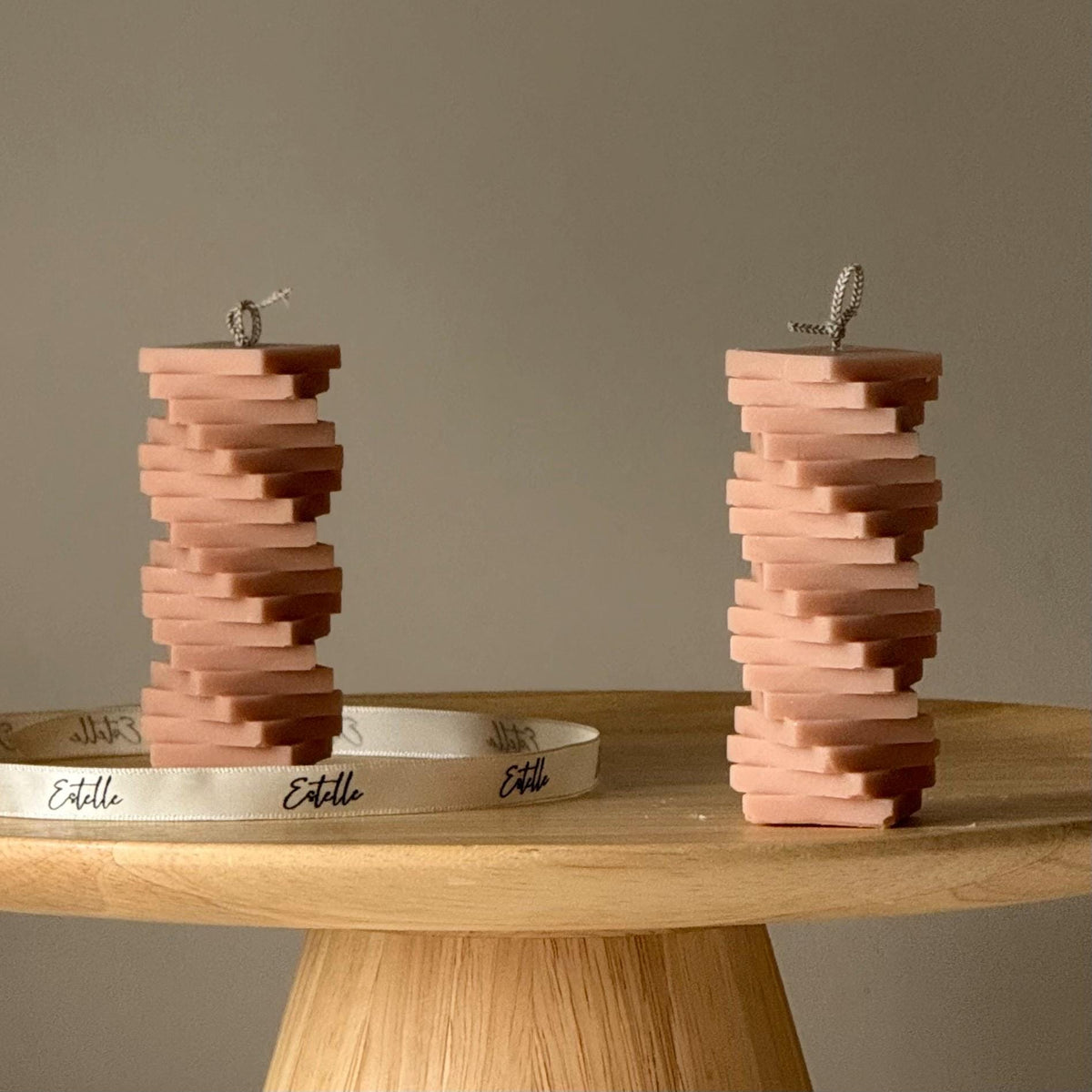 Twist Column Soy Pillar Candle: Handmade Home Decor