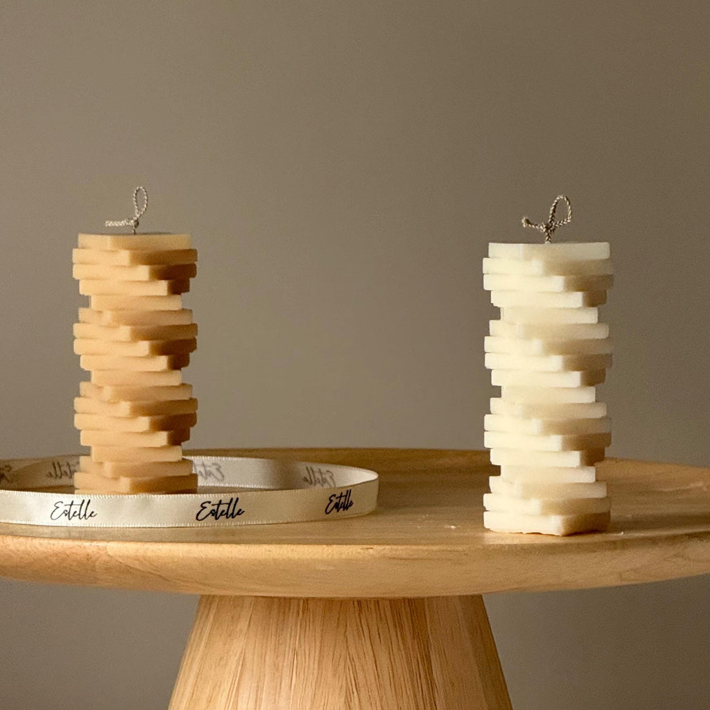 Twist Column Soy Pillar Candle: Handmade Home Decor