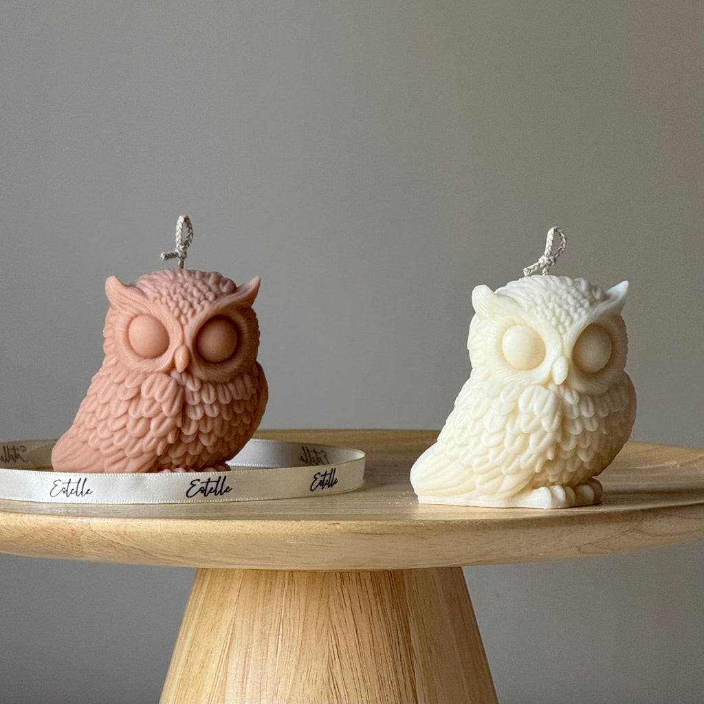 Owl Soy Candle: Handmade Sculptural Home Decor