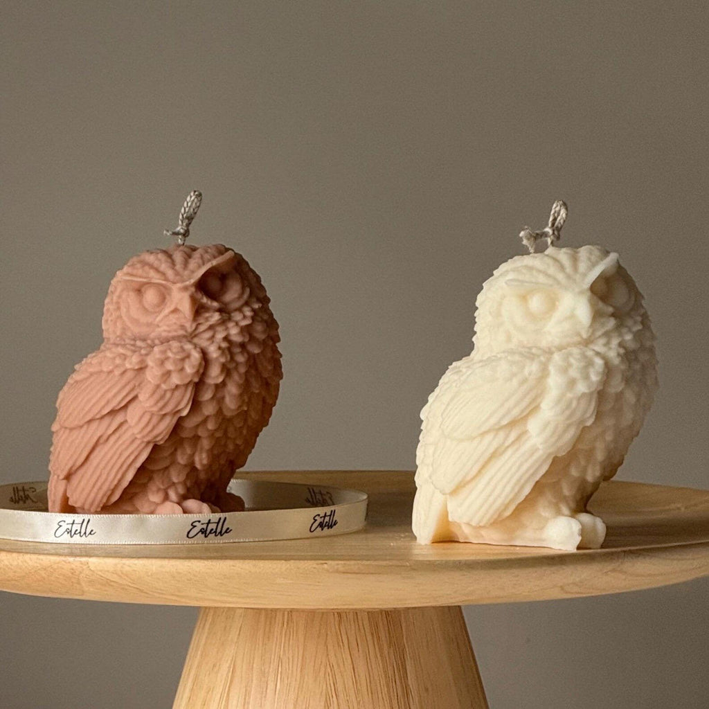 Owl Shaped Soy Candle: Handmade Pillar Candle, Home Decor