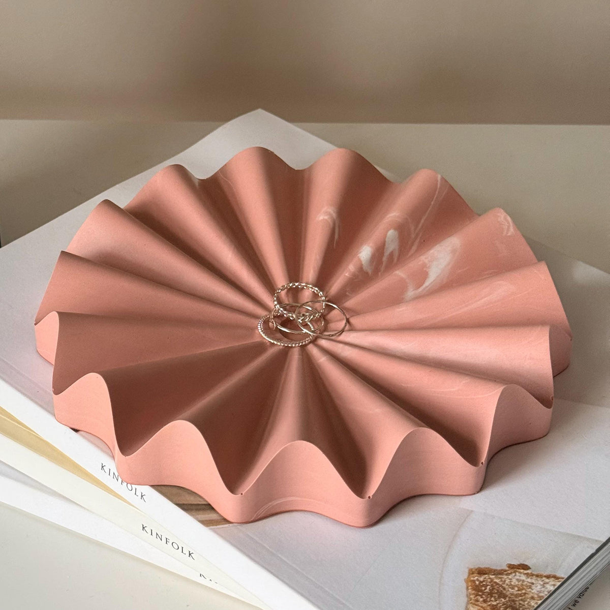 Radiant Pleated Fan Jewelry Tray: Scandi Home Decor Tray