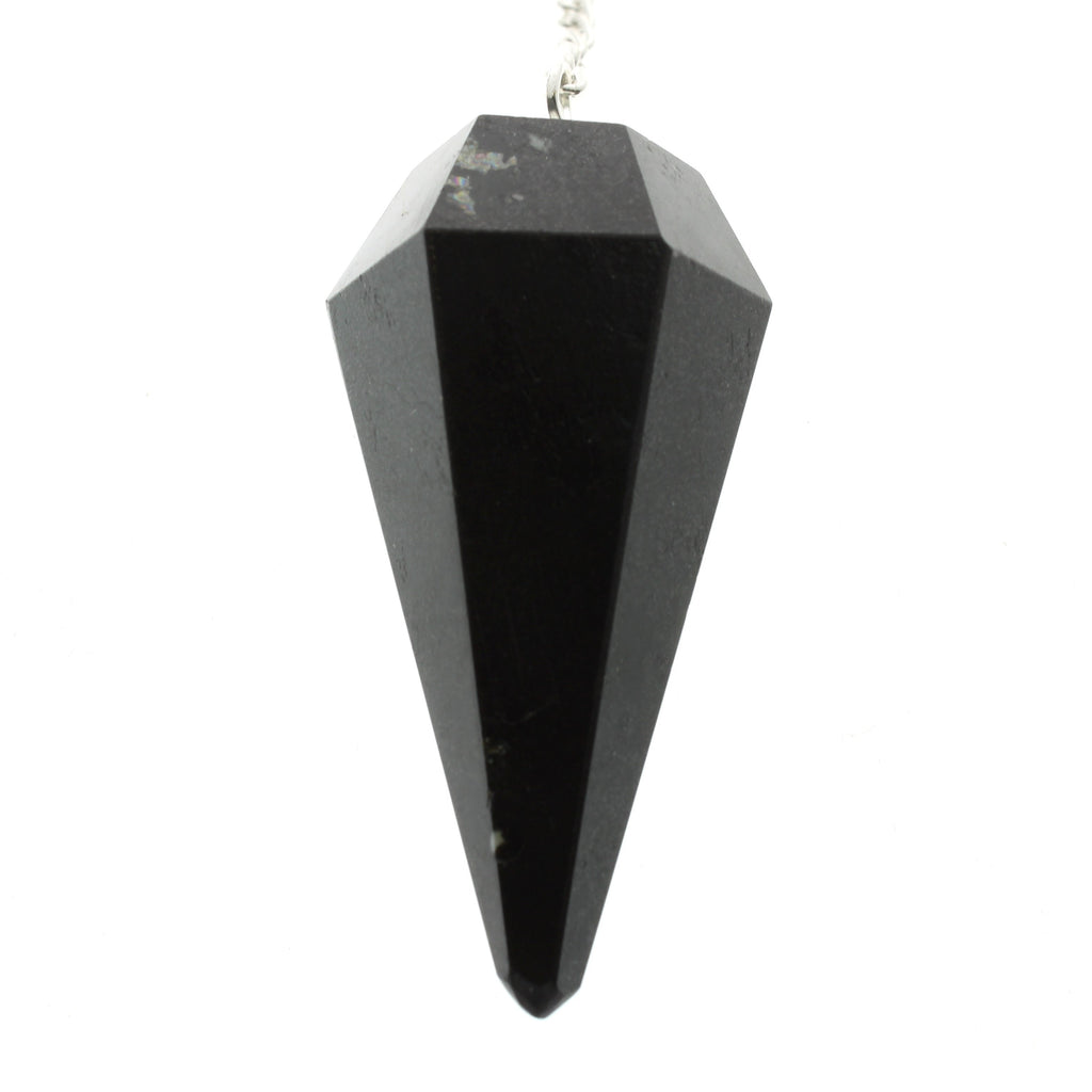 Black Tourmaline Pendulum 6 Facet & Bead - 3 Pack
