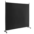 Separador de ambientes enrollable de panel único de 6 pies con ruedas suaves - Negro