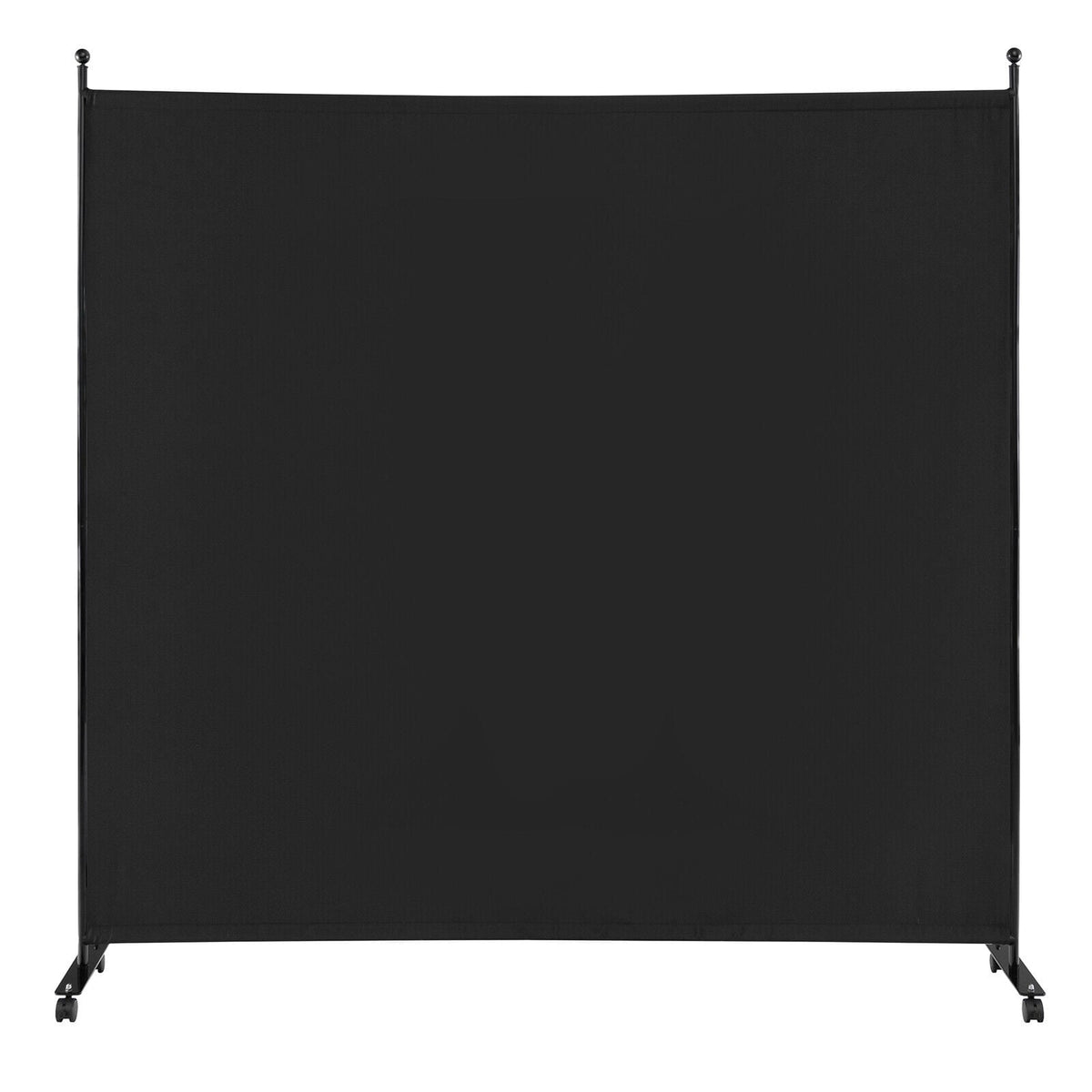 Separador de ambientes enrollable de panel único de 6 pies con ruedas suaves - Negro
