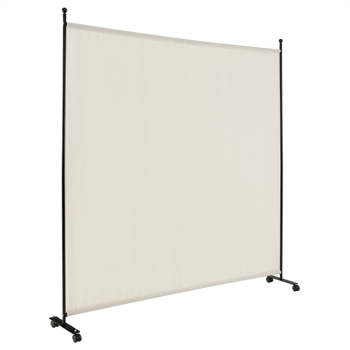 Separador de ambientes rodante de un solo panel de 6 pies con ruedas suaves - Blanco