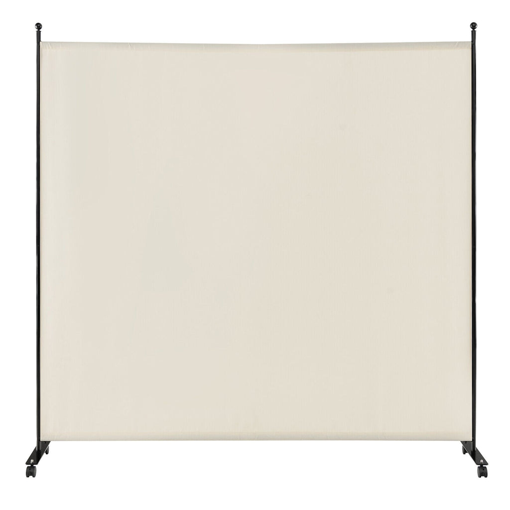 Separador de ambientes rodante de un solo panel de 6 pies con ruedas suaves - Blanco