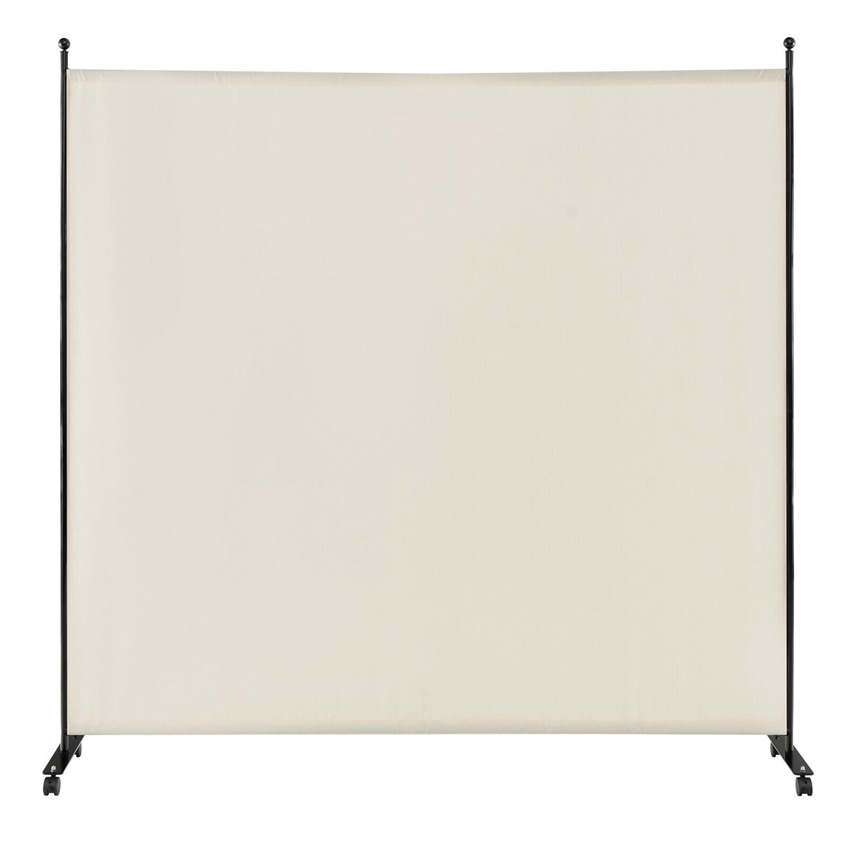 Separador de ambientes rodante de un solo panel de 6 pies con ruedas suaves - Blanco
