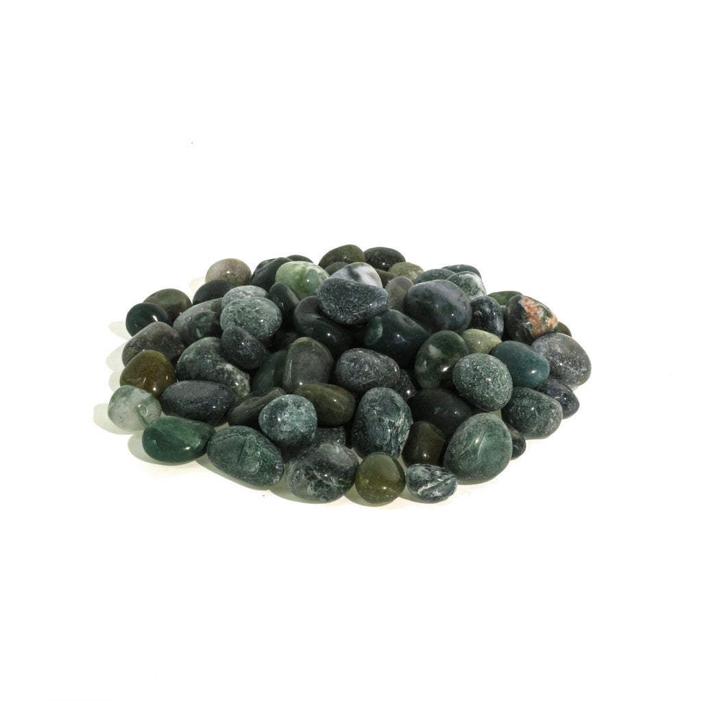 Green Moss Agate Tumbled Stones - India