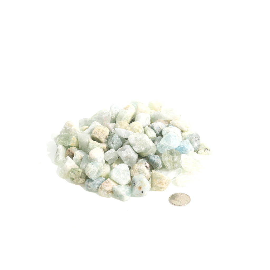 Aquamarin B Trommelsteine – teilpoliert