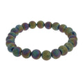 Agate Druzy Electroplated Rainbow Round Bracelet - 8mm (Enhanced)