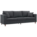3 Seater Sofa with Wide Seat, Corduroy Couch with Deep Seat, Spring Cushion, Dark Grey