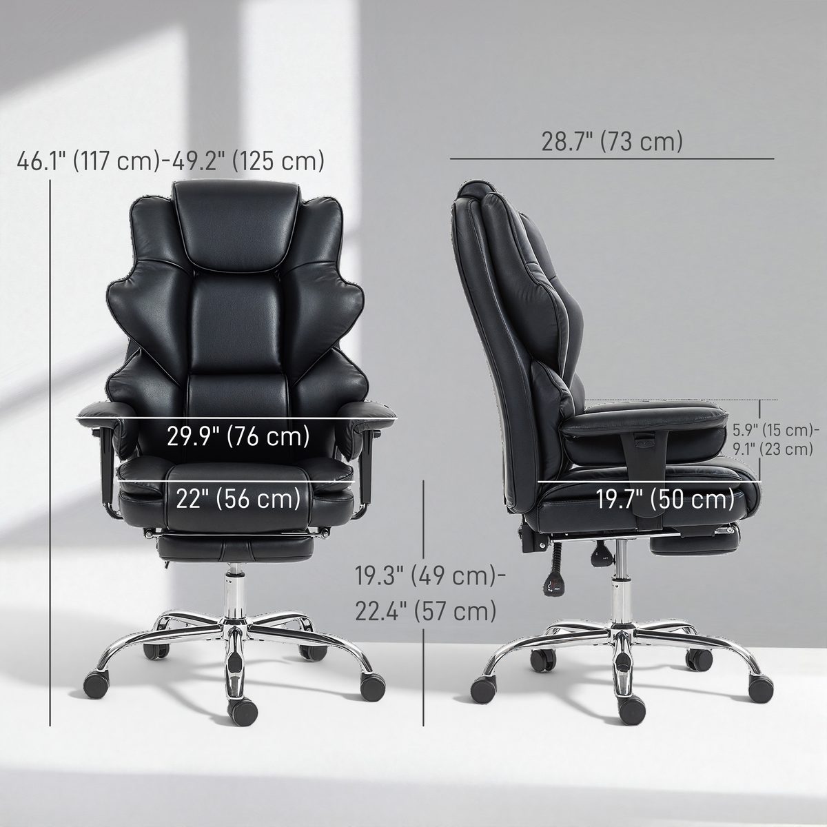 Big and Tall Office Chair, 400 lbs Overstuffed Desk Chair with Spring Cushion, Shaped Foam, PU Leather
