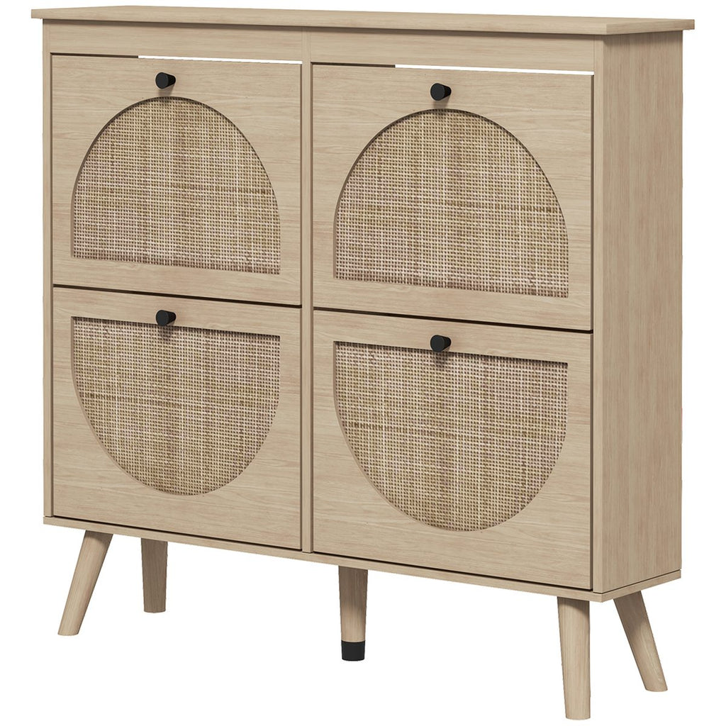 Shoe Cabinet for entryway, Shoe Storage Cabinet with 4 Flip Drawers and Adjustable Shelves for 20 Pairs of Shoes, Oak