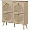 Shoe Cabinet for entryway, Shoe Storage Cabinet with 4 Flip Drawers and Adjustable Shelves for 20 Pairs of Shoes, Oak
