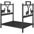 Heavy Duty Log Stand, Firewood Rack Outdoor with Handles, Wood Storage Holder for Fireplace, Black