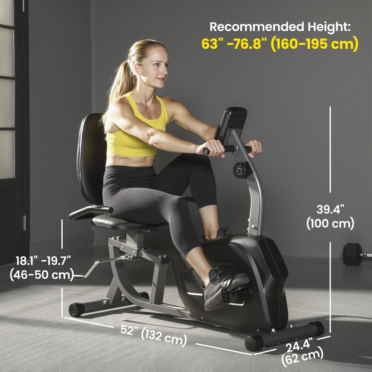 Recumbent Exercise Bike with 8-Level Magnetic Resistance, LCD Monitor, Heart Rate Handle and Adjustable Seat