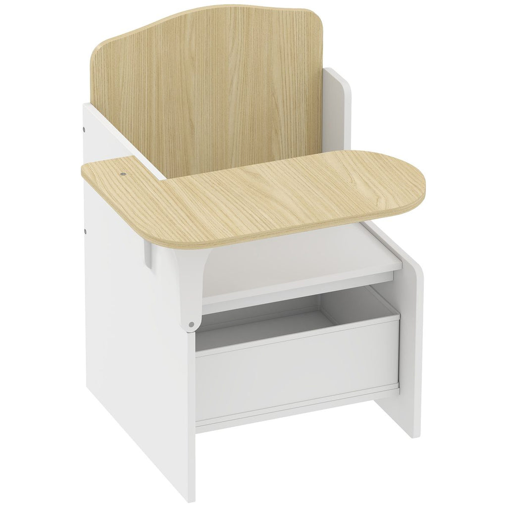 Kids Table and Chair Set, Children Desk and Chair with Storage Bin for Playing, Reading, Painting, for Ages 3-5, White