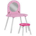 Kids Dressing Table with Mirror and Stool, Girls Vanity Set for Bedroom, Nursery, for Ages 3-6, Pink