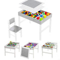 Lego Table with Storage for Kids, Multi-Usage Kids Table and Chair Set with Building Blocks Desktop, Grey