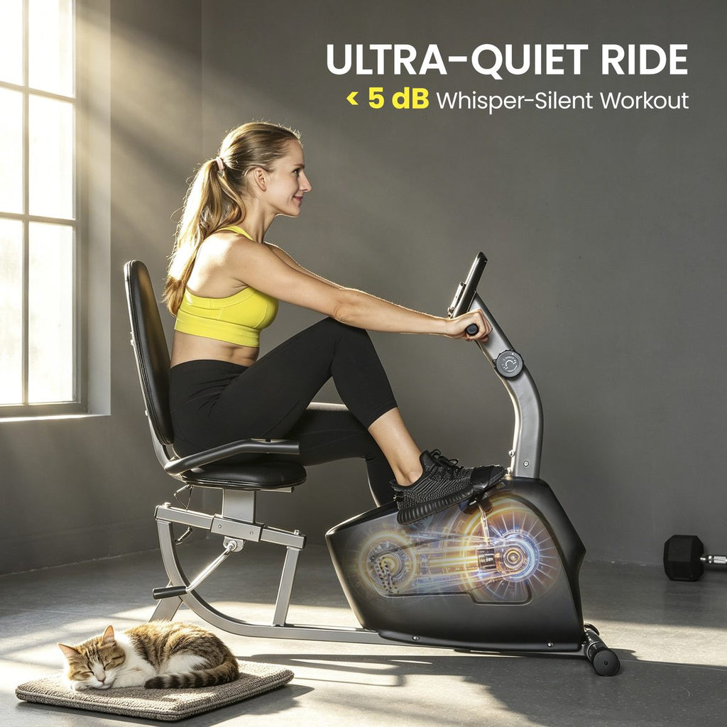 Recumbent Exercise Bike with 8-Level Magnetic Resistance, LCD Monitor, Heart Rate Handle and Adjustable Seat