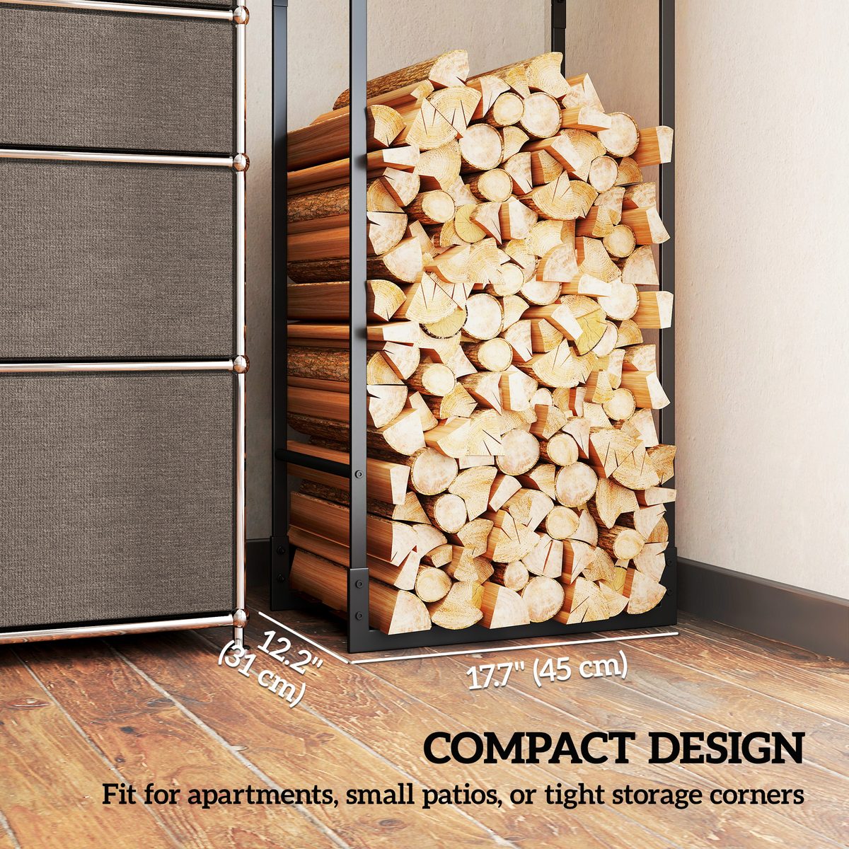 Firewood Rack Outdoor, Heavy Duty Log Holder with Adjustable Shelf for Fireplace, Indoor Outdoor Fire Wood Storage Rack