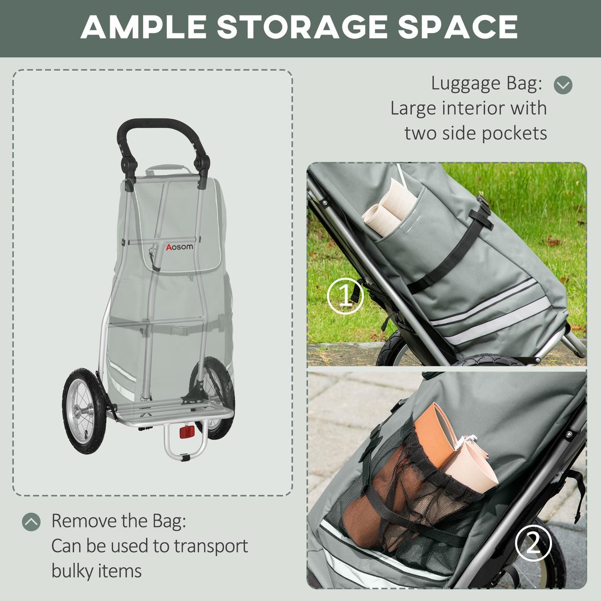 Bike Trailer, Bicycle Cargo Trailer with 12" Wheels, Reflective Strips, Outdoor Wagon Carrier with Aluminum Frame