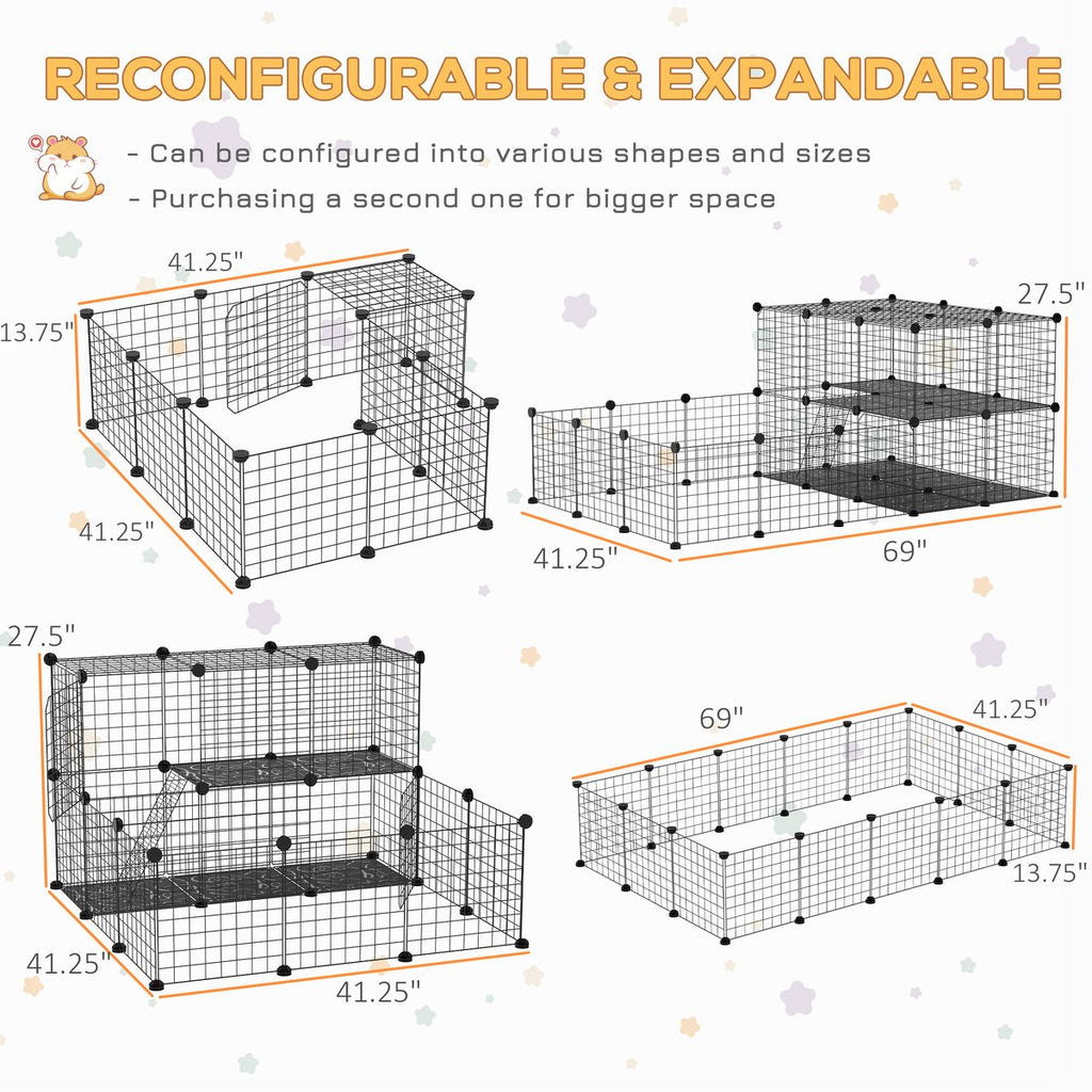 46 Panels Pet Playpen, DIY Small Animal Playpen, Indoor Portable Pet Fence for Guinea Pigs, Bunny, Rabbits, Hamsters, Hedgehogs