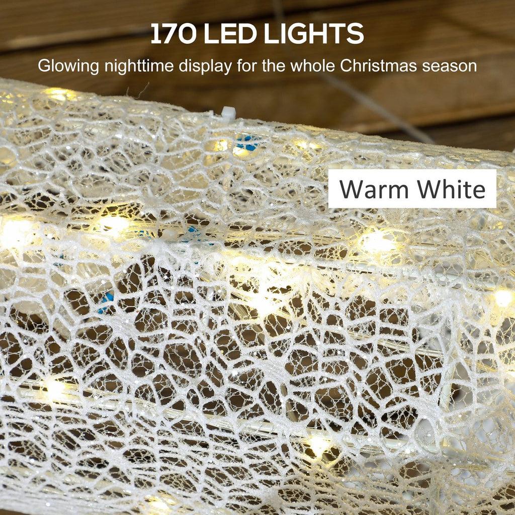 Outdoor Lighted Deer Xmas Decor, Light Up Reindeer Christmas Decoration w/ 170 LED Lights for Holiday, Garden, White