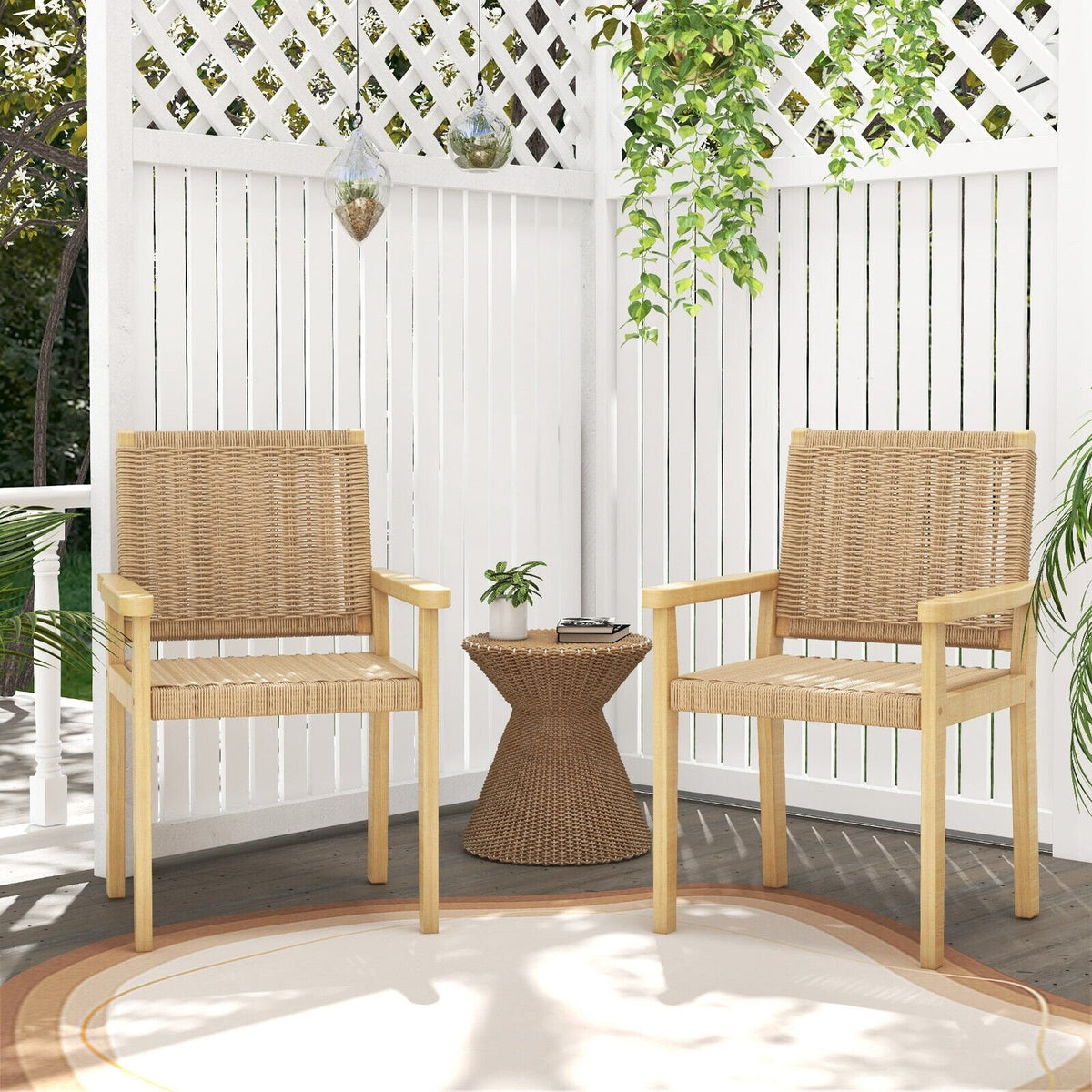 Juego de 2 sillas de madera para interior y exterior - Natural