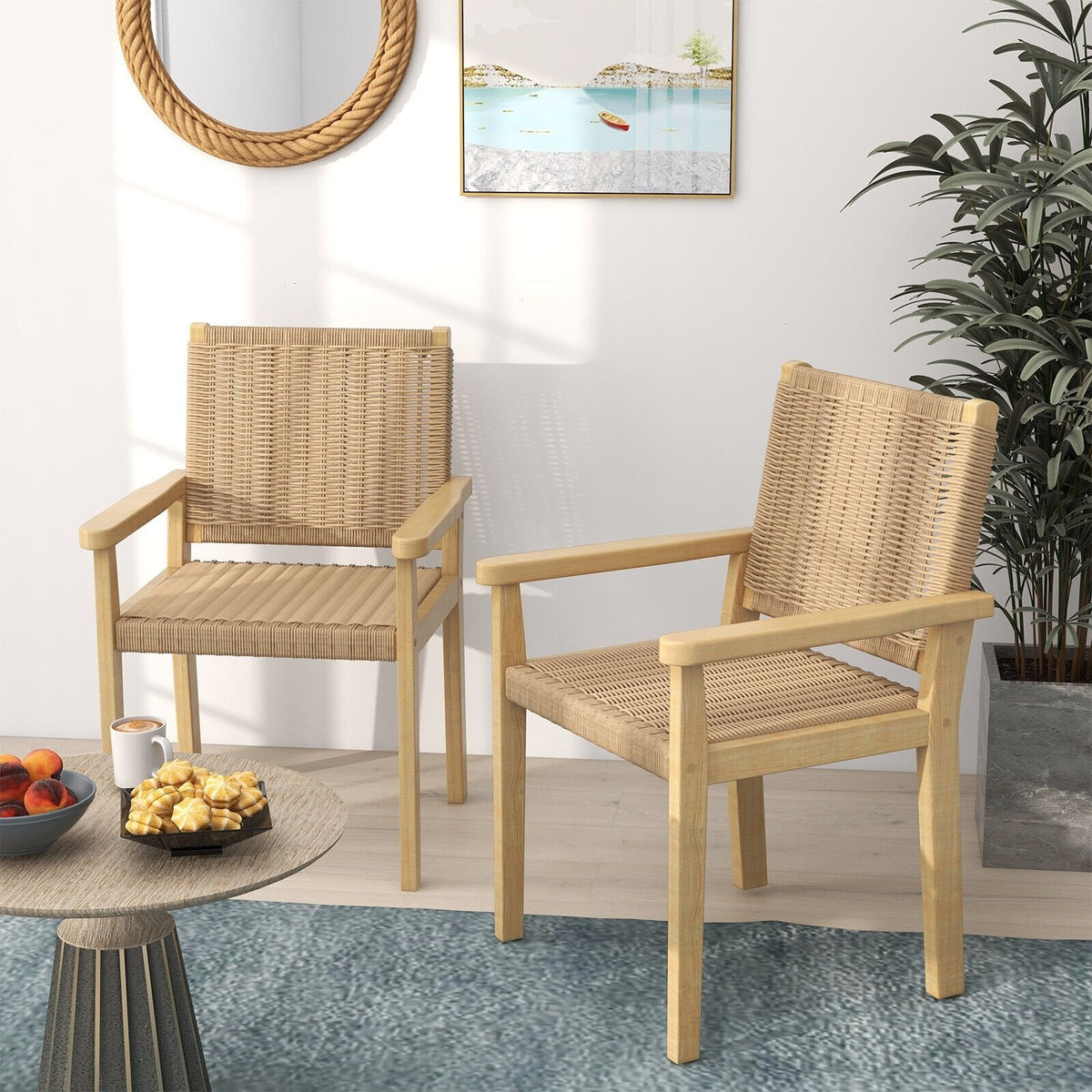 Juego de 2 sillas de madera para interior y exterior - Natural